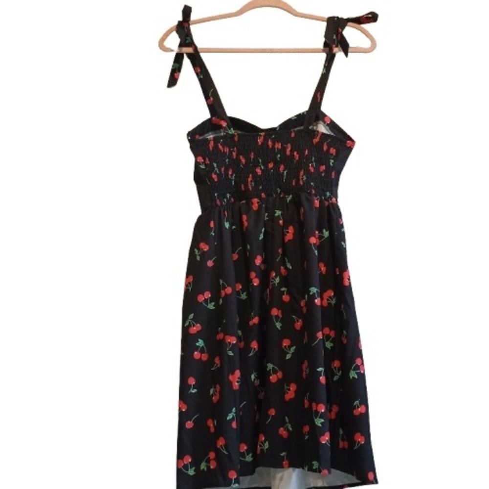 Cherry Print Dress Tie Strap Fit & Flare Mini Sundress‎ Summer Sweetheart - Picture 3 of 12